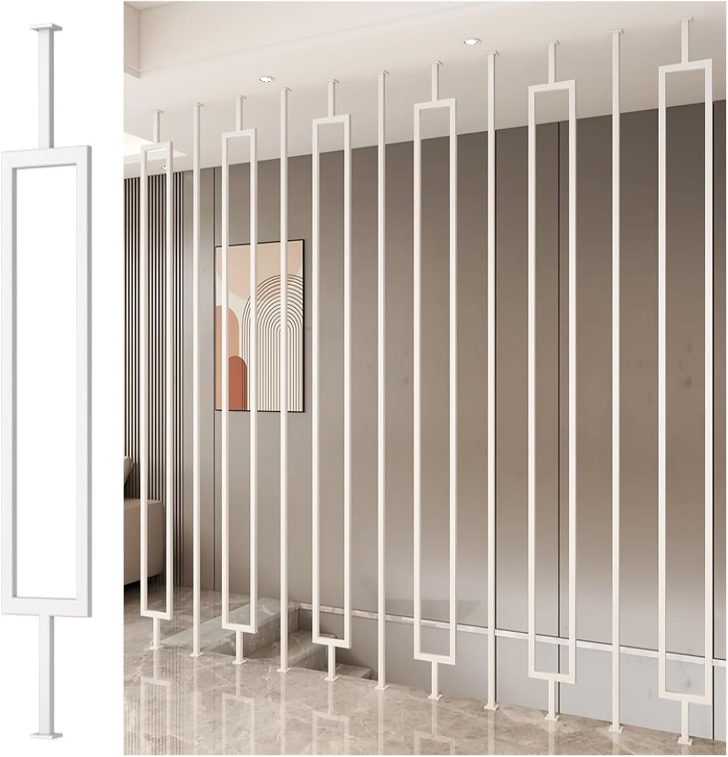 White Wrought Iron Baluster Spindles for Safety Fencing, Customizable Height 21.7" (55cm), Ideal for Kids, Pets, Seniors - Floor to Ceiling Staircase Guardrails