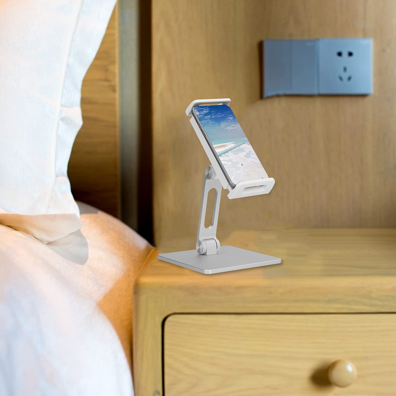 Uniwersalny aluminiowy stojak PH, Ergoesnomic regulowany uchwyt z antypoślizgowym krzemem, idealny kąt widzenia do smartfonów/tabletów