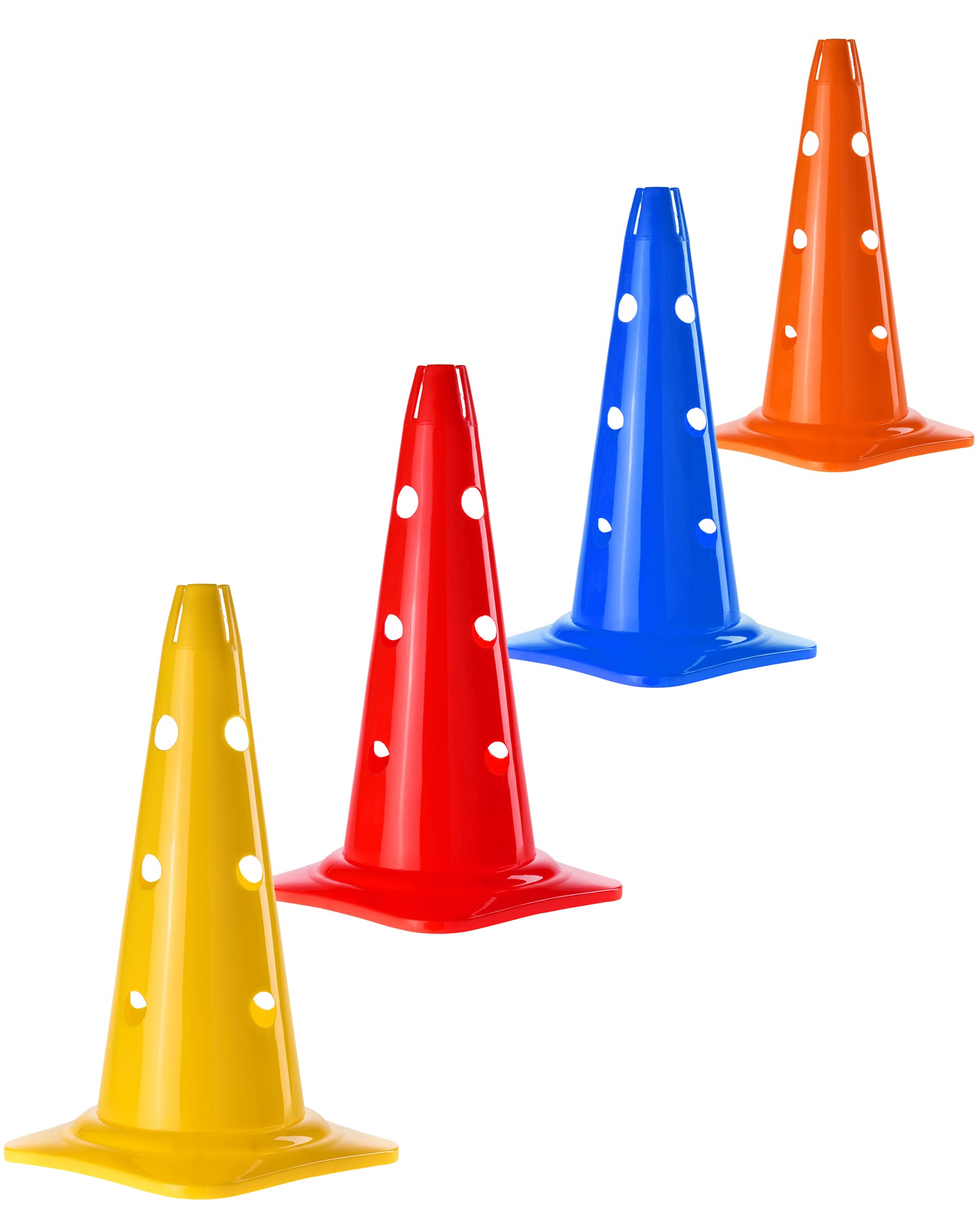 Kombi Kegel 40 – 4er Set – für den Aufbau von Hürden- oder Slalom-Parcours für Agility-Training – Sprung & Slalom für Hund, Sport, Pferd & Kind