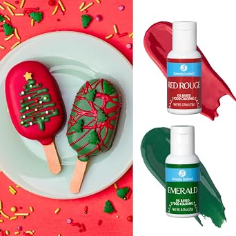 Sweets Indeed Oil Food Coloring, Variety of Colors, Perfect for Cookies, Fondant, Frosting, Baking and Decorations 2 Pack Xmas