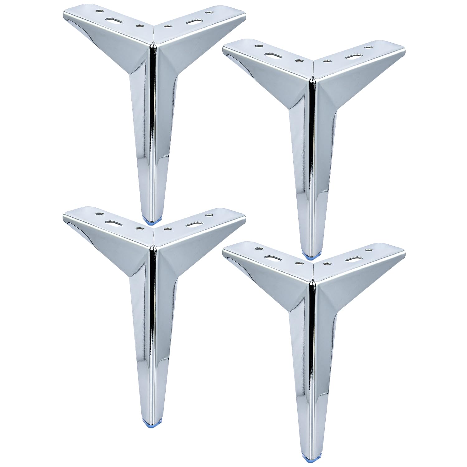 4 Inch / 10cm Metal Furniture Legs, Set of 4 Heavy Duty Modern Diamond Triangle Table Desk Chair Sofa Legs Couch Feet with Screws for DIY Cabinet Cupboard TV Bench Stand 4 Pieces Chrome