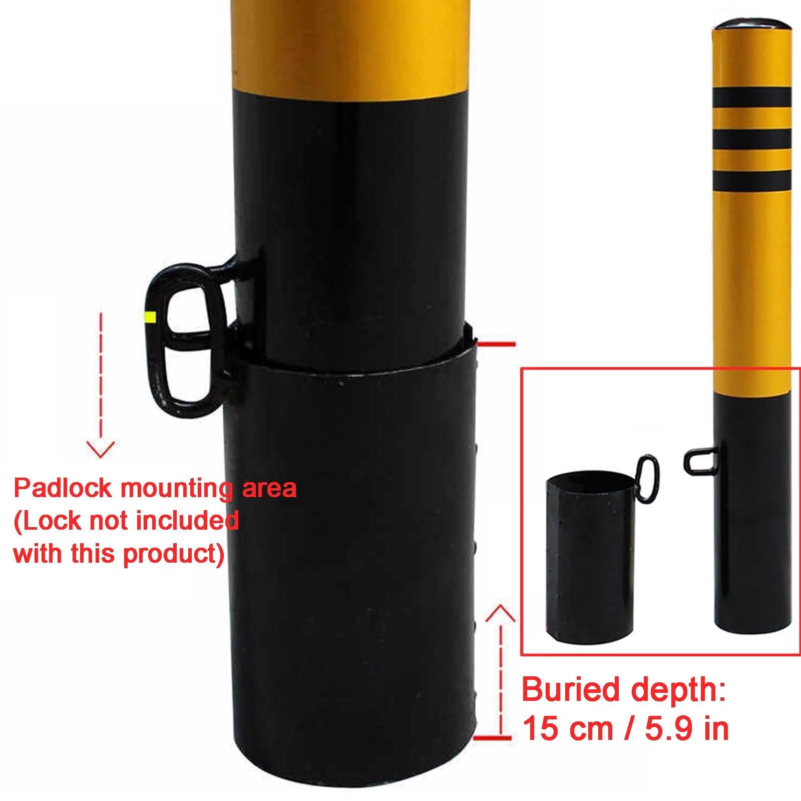Pali di Sicurezza, Colonnina di Sicurezza in Acciaio da 23, 6", Rimovibile(2pcs)