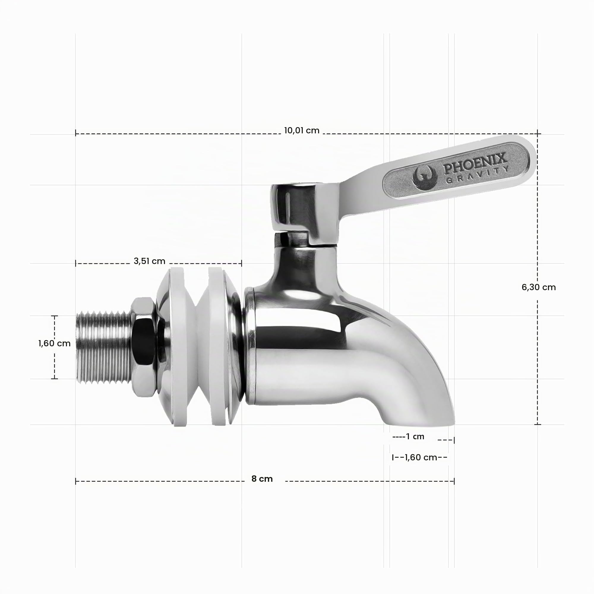 Phoenix Gravity – Robinet de filtre à eau de comptoir en acier inoxydable de qualité 304 pour remplacement, compatible avec Weeplow, Doulton, & autres systèmes de filtre à eau alimentés par gravité.