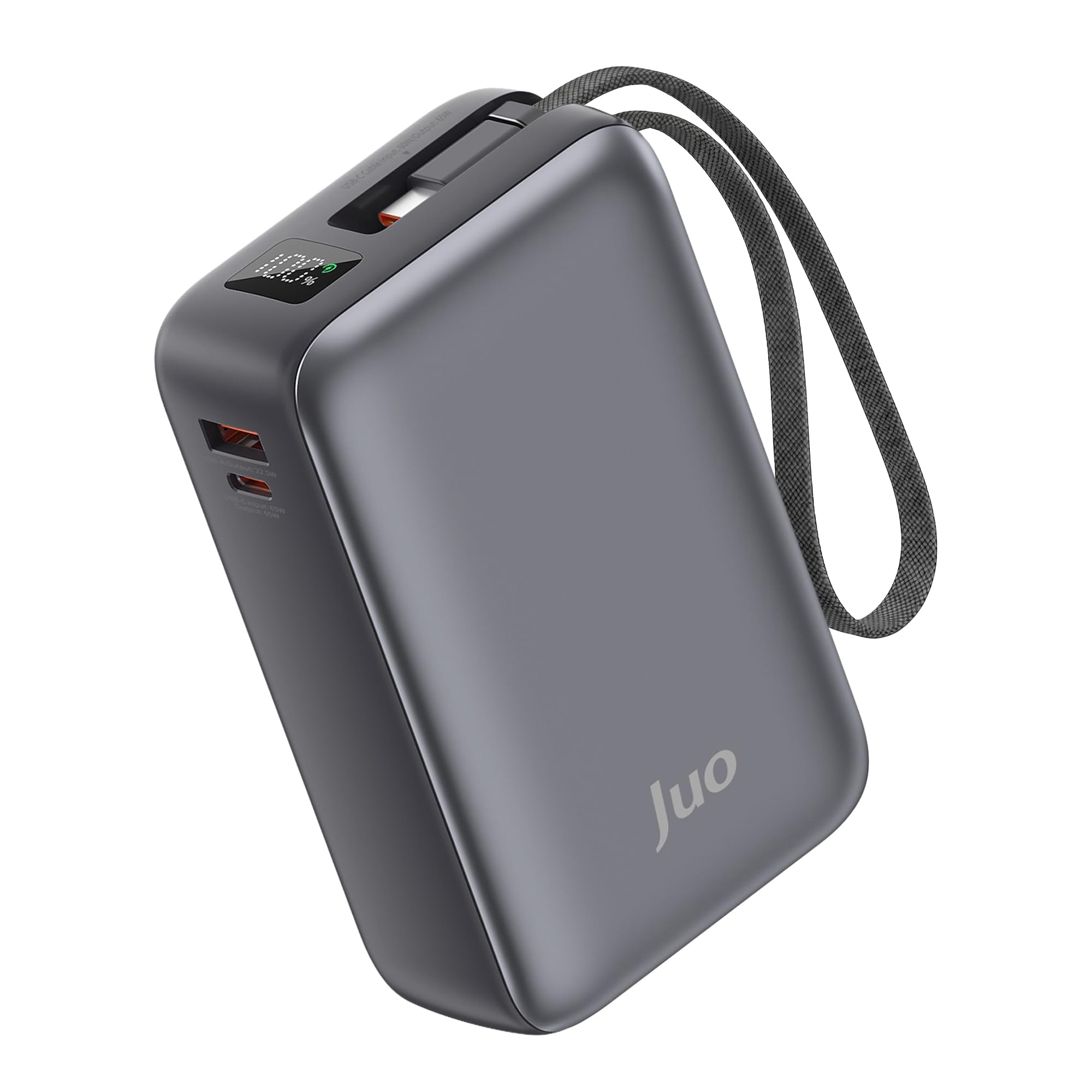 Juo 30000mAh 65W LED Ekranlı USB-A + Type-C Dahili Kablolu…