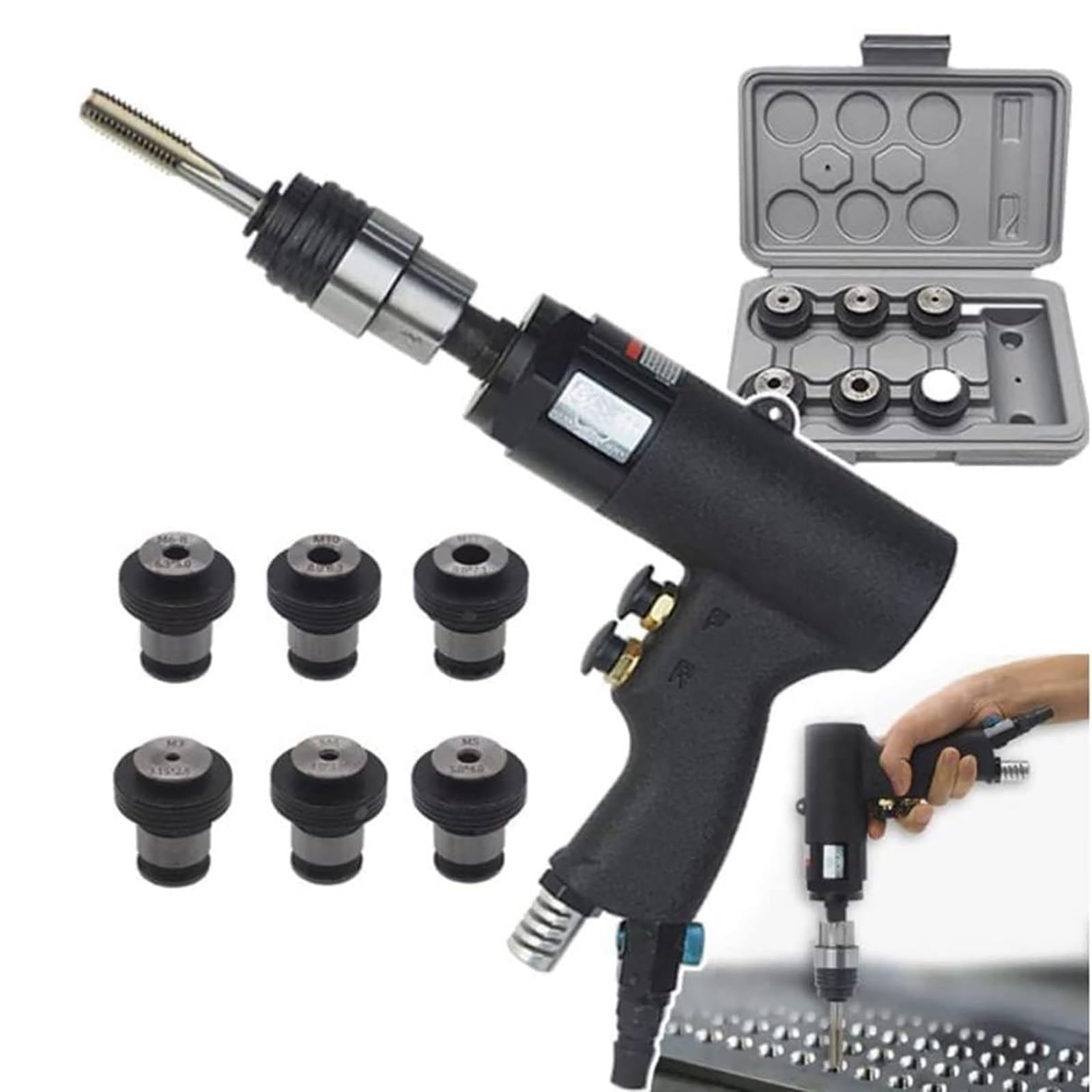 M3-M12 Máquina de roscado manual con 6 husillos, velocidad ajustable hacia adelante hacia atrás, roscadora neumática para uso industrial
