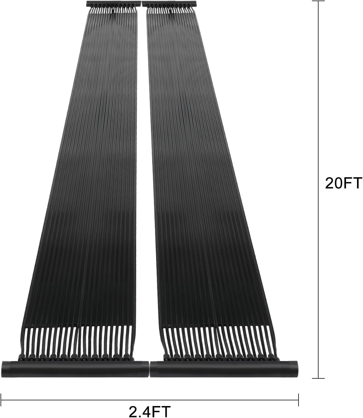 VINGLI 2Pcs 1.2FT x 20FT Solar Pool Heater Panel, Weatherproof High-Efficiency Swimming Pool Heating System, Solar Pool Warmer for Above Ground & Inground Pools