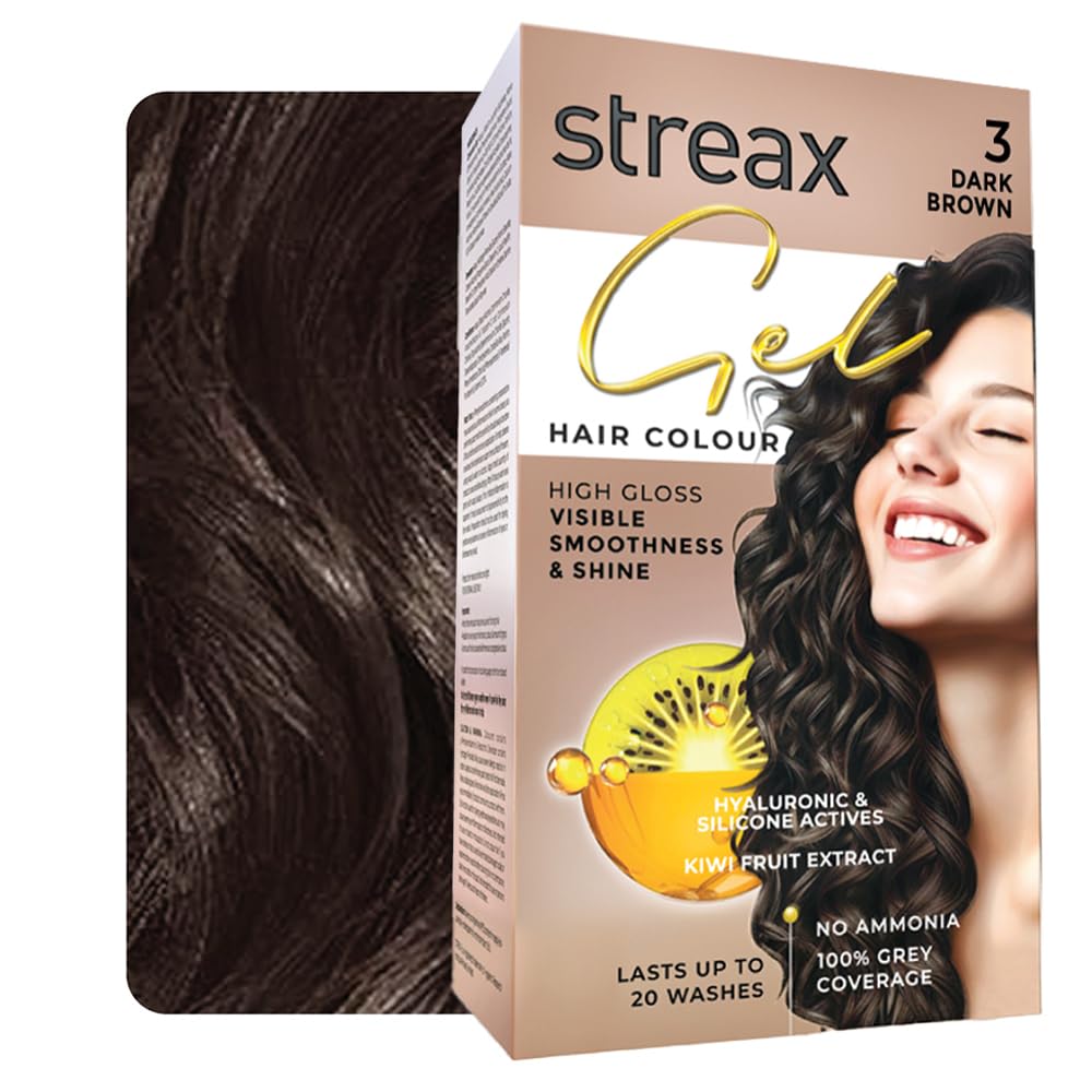 Streax Gel Hair Colour for women, Dark Brown 3, 150 ml I Brown Hair colour I No ammonia hair color | 100% grey coverage-picture-44