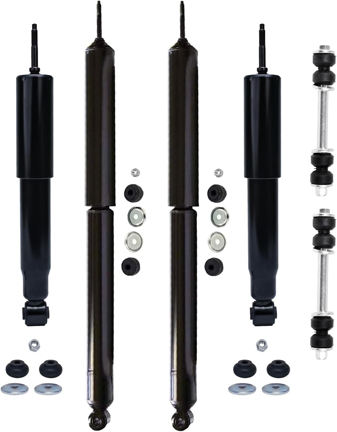 Detroit Axle - 4WD Front 6pc Shock Absorbers Kit for 1997-2003 Ford F-150, 4 Front and Rear Shock Absorbers 2 Sway Bars 1997 1998 1999 2000 2001 2002 2003 Replacement