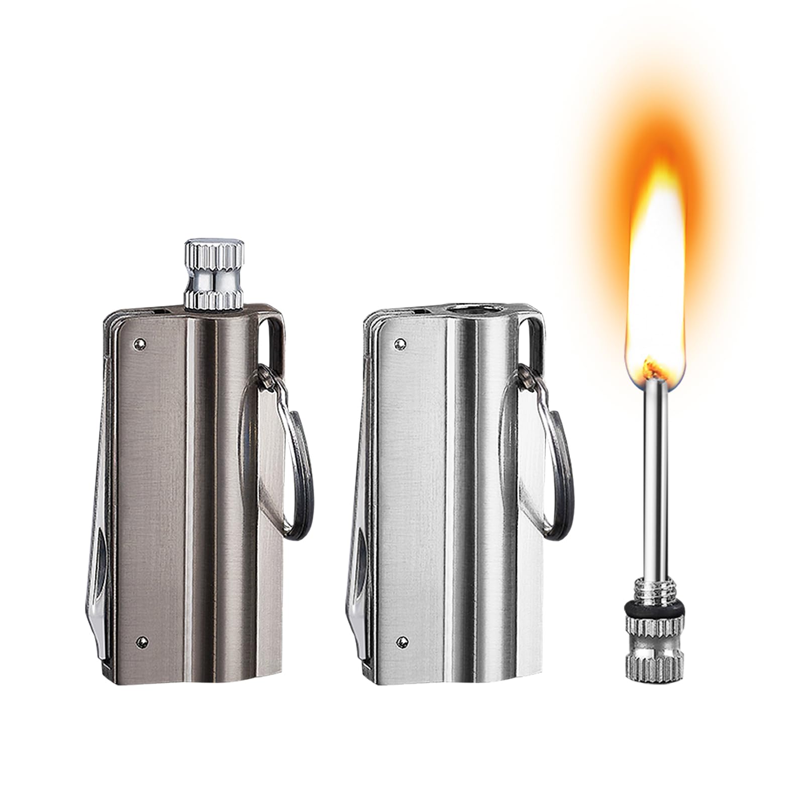 Uck-Kit Men's Style1 2 Pack Permanent Match Infinity Lighter, Multitool Keychain Bottle Opener For Reusable Waterproof Metal Match Strike Anywhere, Forever Flint Fire Starter For Outdoor Survival,