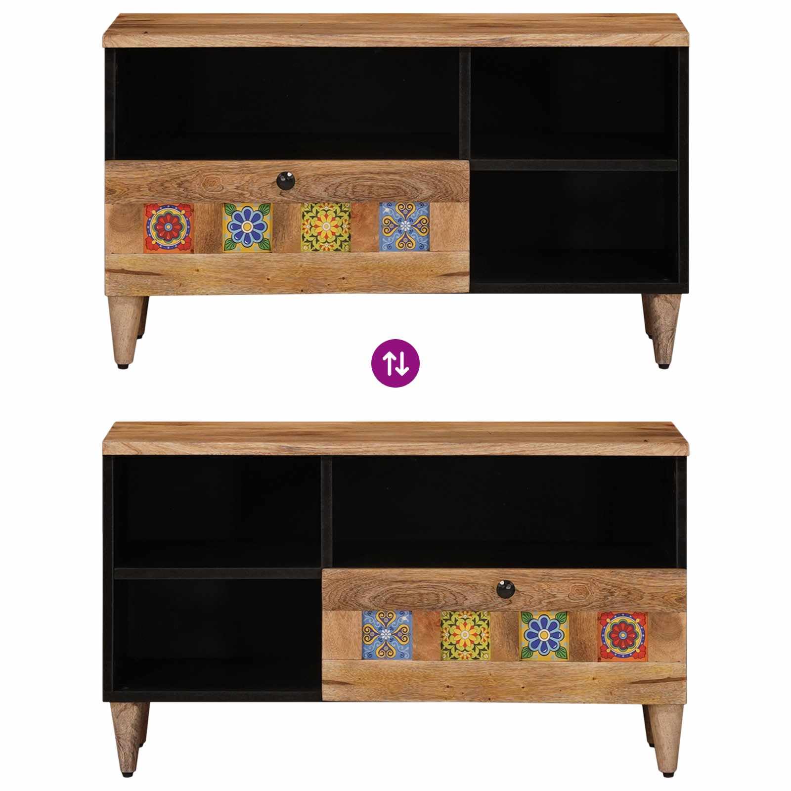 vidaXL Szafka pod telewizor Naturalny 80 x 33 x 46 cm Drewno z mango