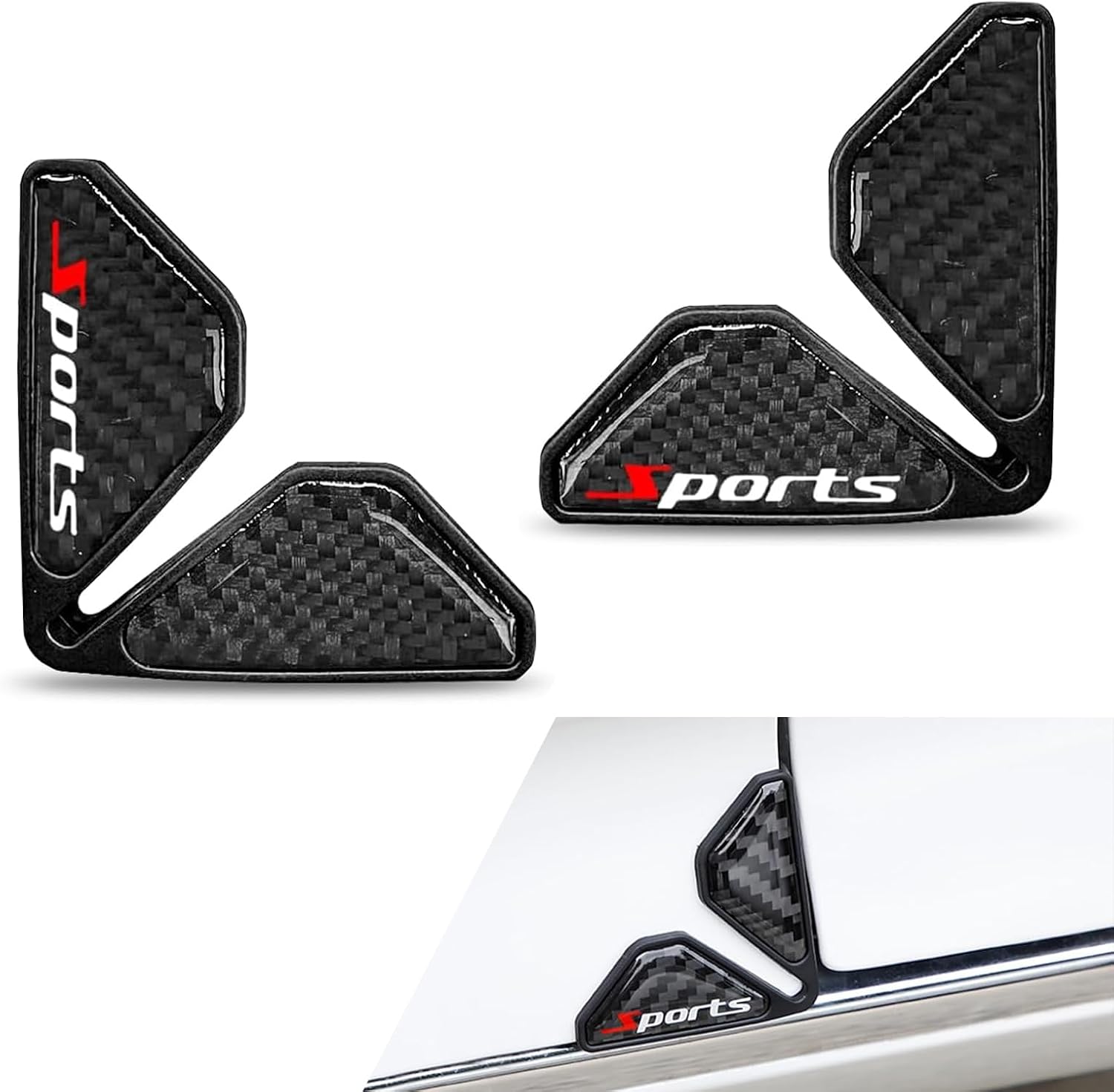 2 PCS Car Door Corner Edge Guard, Anti-collision Carbon Fiber Door Corner Sticker, Soft Plastic Tight Fit Anti-scratch Protective Cover, Universal Modificative Exterior Accessory (Black)