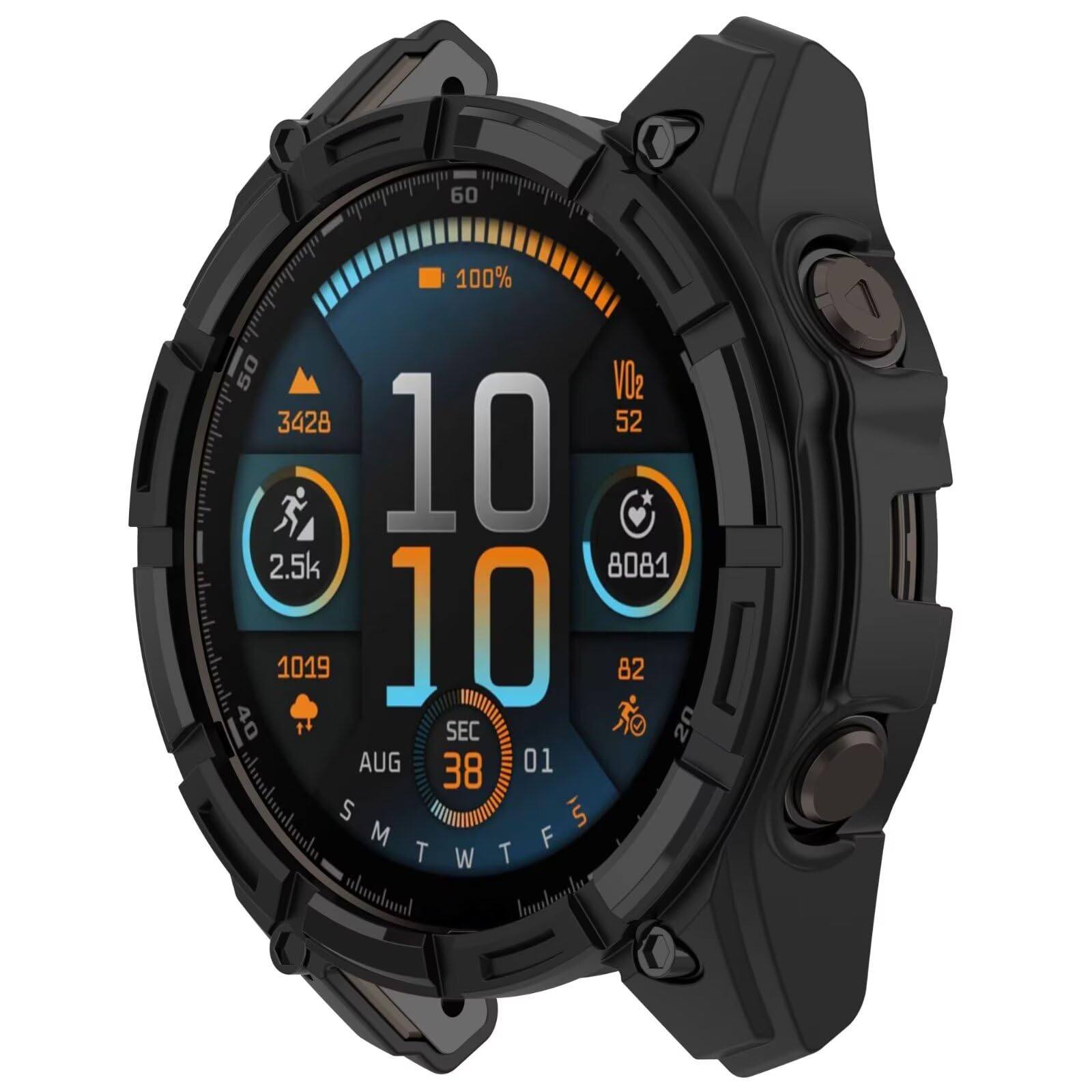 FTRONGRT Etui kompatybilne z Garmin Fenix 8 Solar 51 mm, miękkie TPU, odporne na zarysowania etui ochronne do zegarka Garmin Fenix 8 Solar 51 mm, czarne