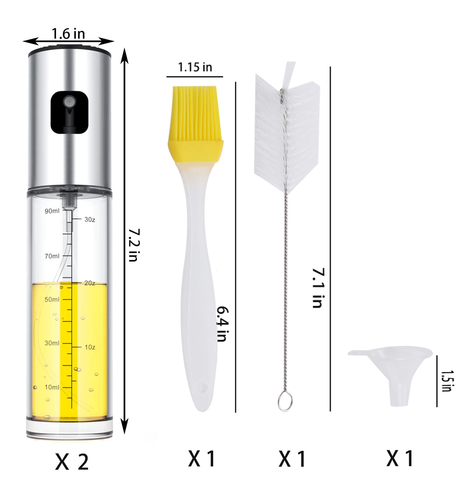 NIKKIER Pulverizador de aceite para cocinar, paquete de 2 pulverizadores de aceite de oliva de 100 ml, pulverizador de aceite para freidora de aire, ensalada, barbacoa, asar