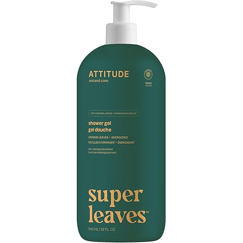 ATTITUDE Body Wash, EWG Verified Shower Gel, Dermatologically Tested, Plant and Mineral-Based, Vegan Personal Care Products, Orange Leaves, 32 Fl Oz