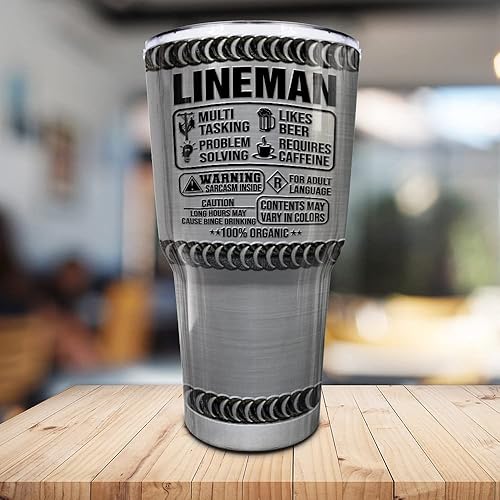 Miniatura 5 de N NAMESISS Vaso de liniero personalizado, vaso de Lineman Dad, vaso de trabajo de línea, vaso de acero inoxidable de 30 onzas, regalo para padre,
