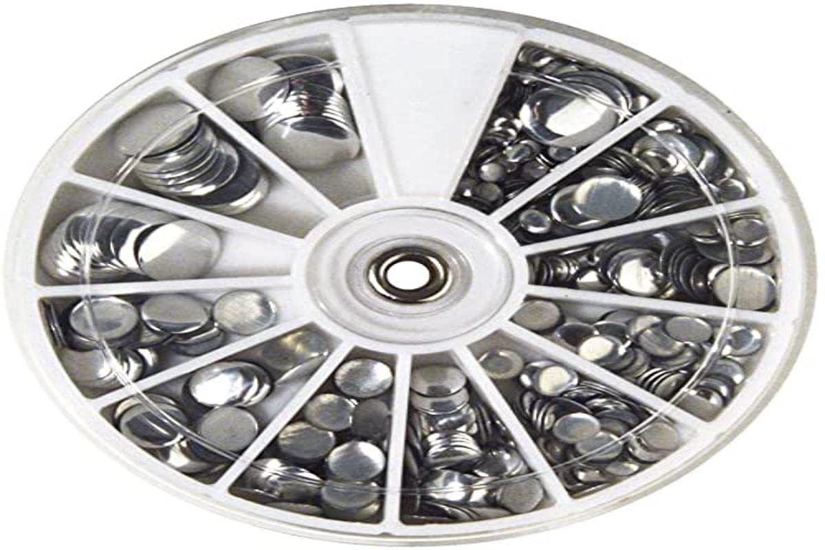 Rayher Hobby 38642606 Lot de 560 Rivets Hotfix Taille 3-10 mm, Argenté