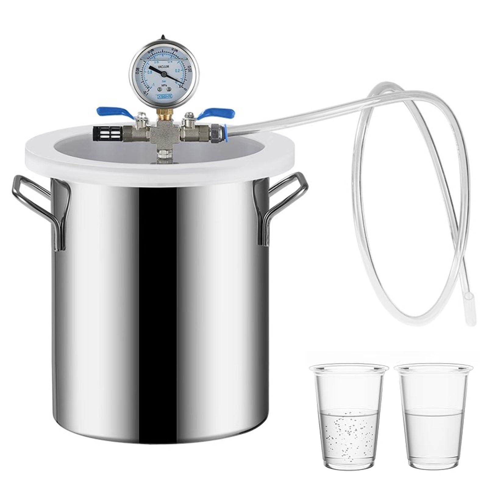 Oracra Vacuum Chamber 2/3/5/6/9/13/20/26 Gallon Vacuum Degassing Chamber Kit, Stainless Steel Bubble Remover Machine for Epoxy Resin, Vacuum Pressure Pot with Hose(5 Gallon/19L)