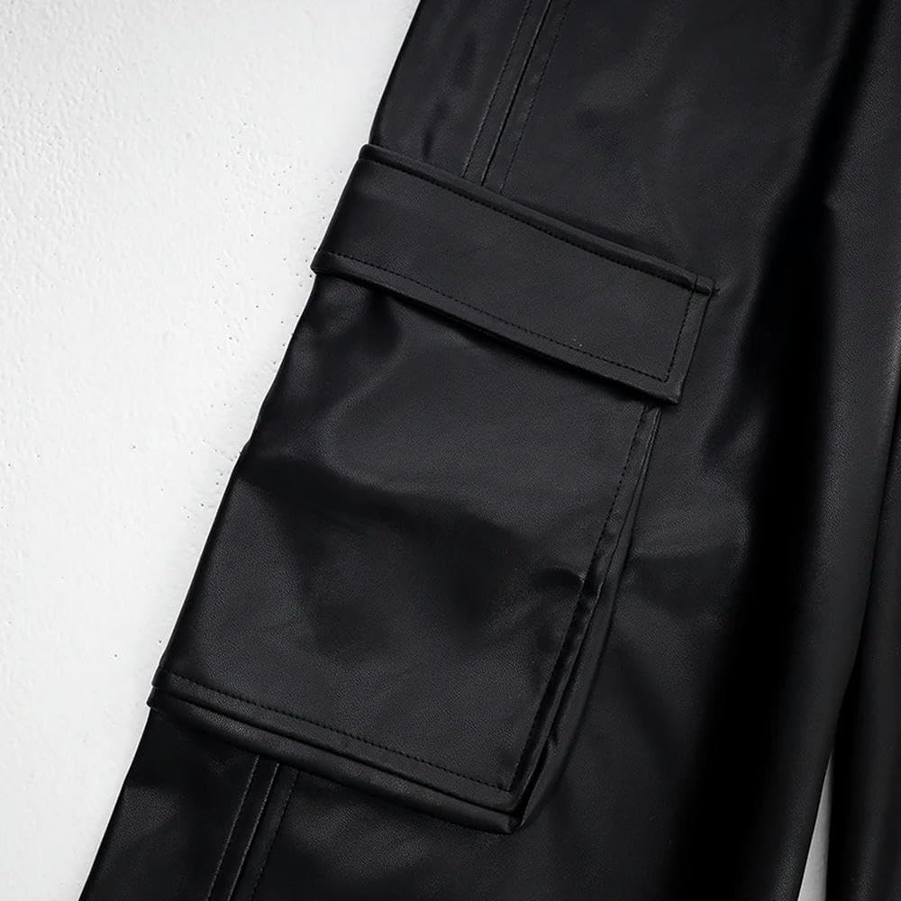 GLDFW styl chłopaka dziewczęce skórzane spodnie niski stan szerokie nogawki luźne proste vintage streetwear bojówki spodnie damskie spodnie