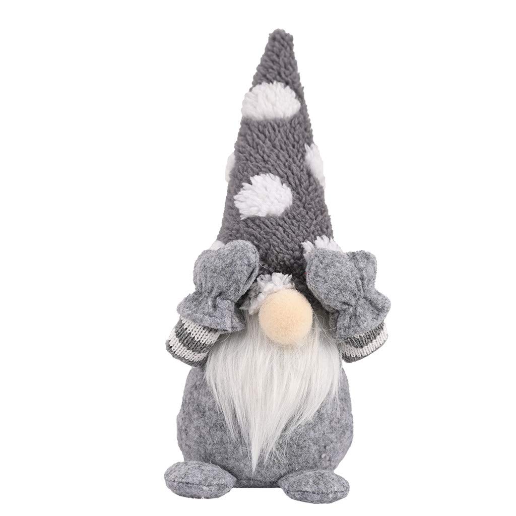 AJFIEF Christmas Decorative Gnome Plush Doll Toy, Santa Rudolph Doll Handmade Santa Cloth Doll, Merry Christmas Figurines Birthday Present Decorative Xmas Decor Ornaments Party Decor Gifts (Gray)
