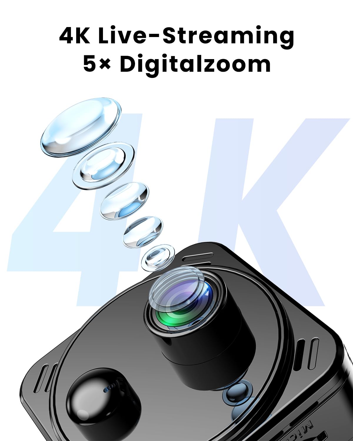 4K Mini Kamera 2,4/5GHz WLAN Überwachungskamera Innen WiFi Camera mit Live Übertragung aufs Handy, PIR Bewegungserkennung, Nachtsicht, Cloud Speicher, Lange Akkulaufzeit