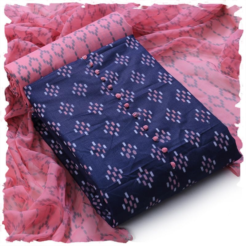 Sun Fashion And LifestyleWomen's Cotton Print Unstitched Salwar Suit Material, 2 Mtr Printed Cotton Salwar, Stylish Chiffon Printed Dupatta (Design 81; Free Size)