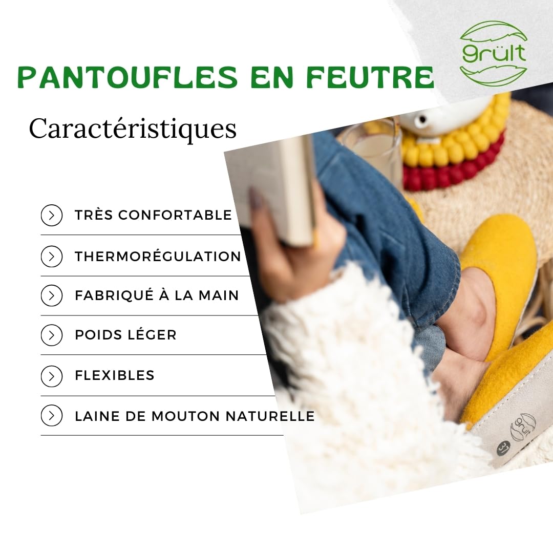 Filzpantoffeln aus Wolle, Hausschuhe für Damen & Herren, Kuschelig & Cozy, Premiumqualität, Rutschfeste Ledersohle