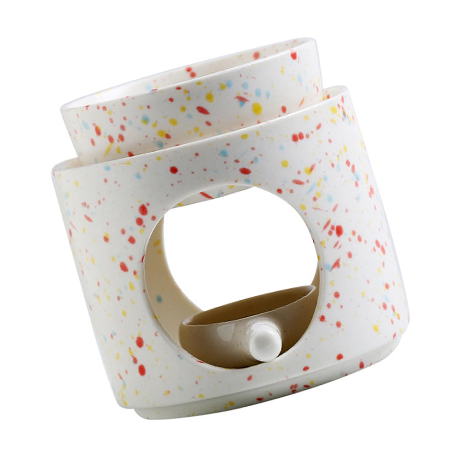 Colorful Dots Ceramics Aromatherapies Diffuser Burners with Tealight Spoon and Removable Bowl for Scented Distribution Tealight Holder
