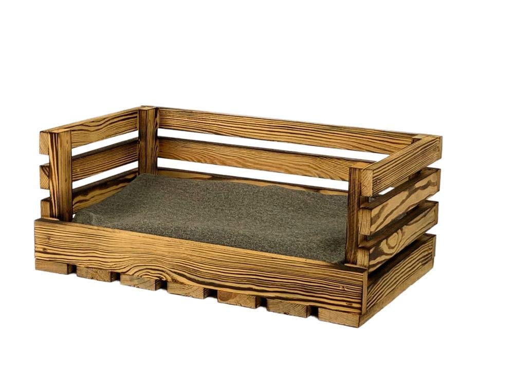 Lycce Haustiersofa für kleine Hunde und Katzen Holz geflammt 50cmx30cmx20cm