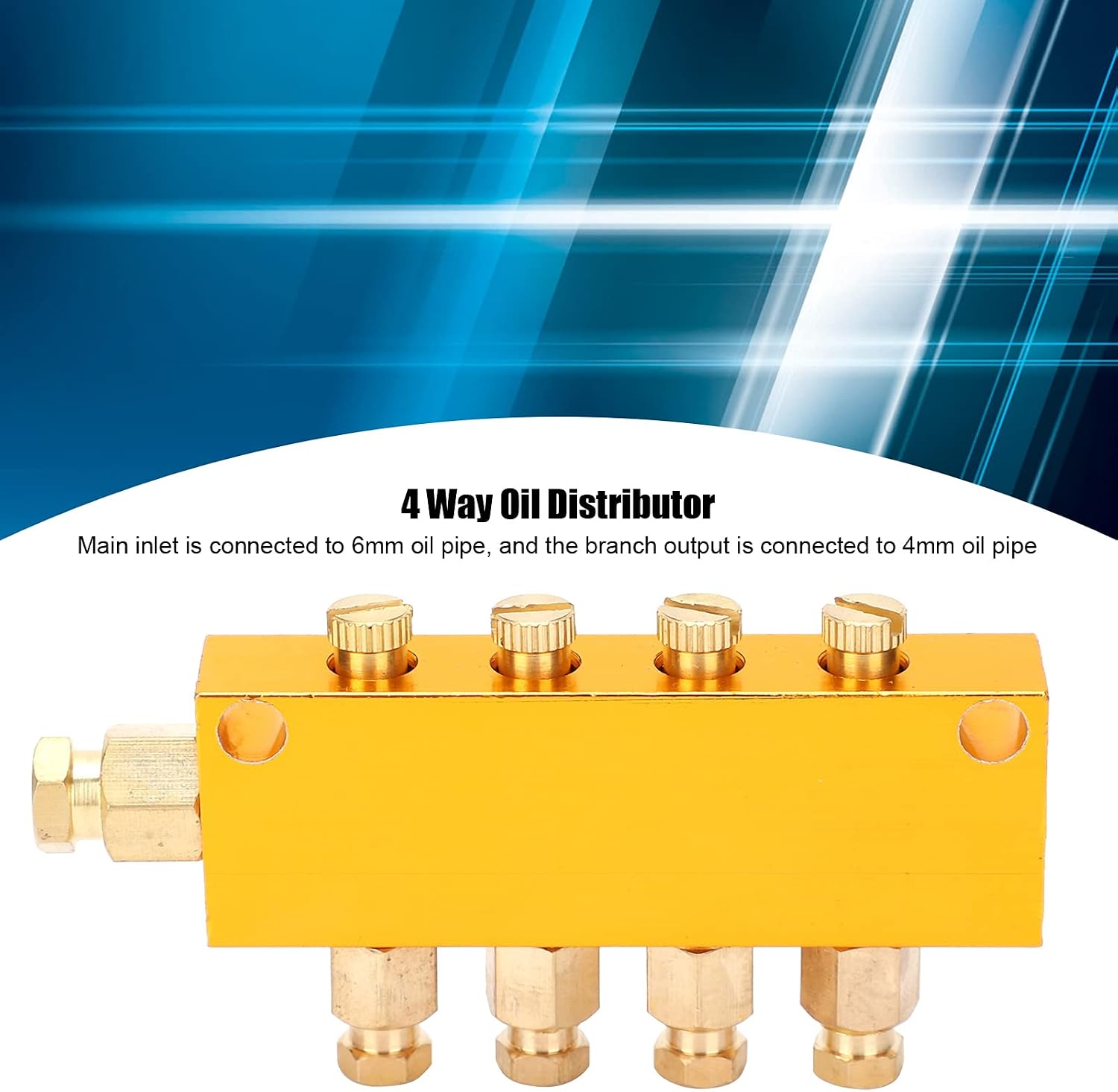Oil Distributor, B Type 4 Way Adjustable Lube Oil Piston Divider Valve Manifold Block 1 Inlet 4 Outlet for The Lubrication System Of Mechanical Equipment