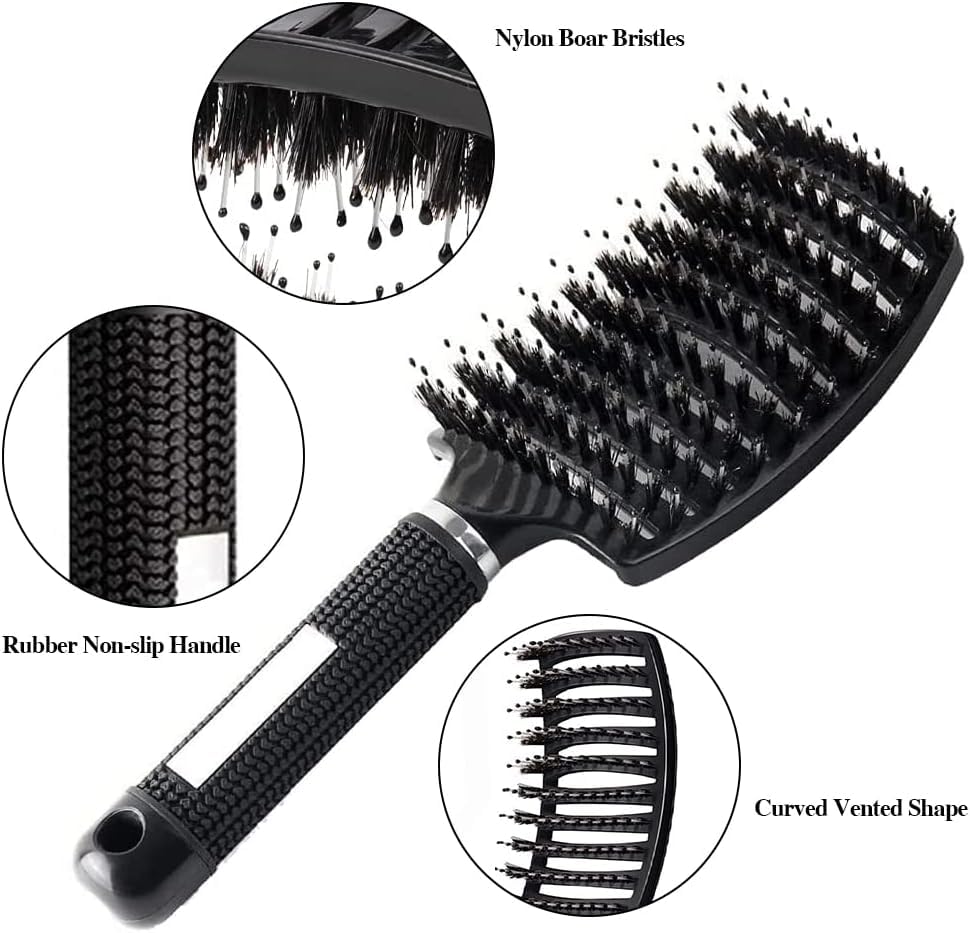 Miniatura 6 de Aozzy Juego de 9 cepillos de pelo rizado, cepillos para el cabello para mujeres, cepillo redondo para secar con soplado, cepillo de pala, apto para