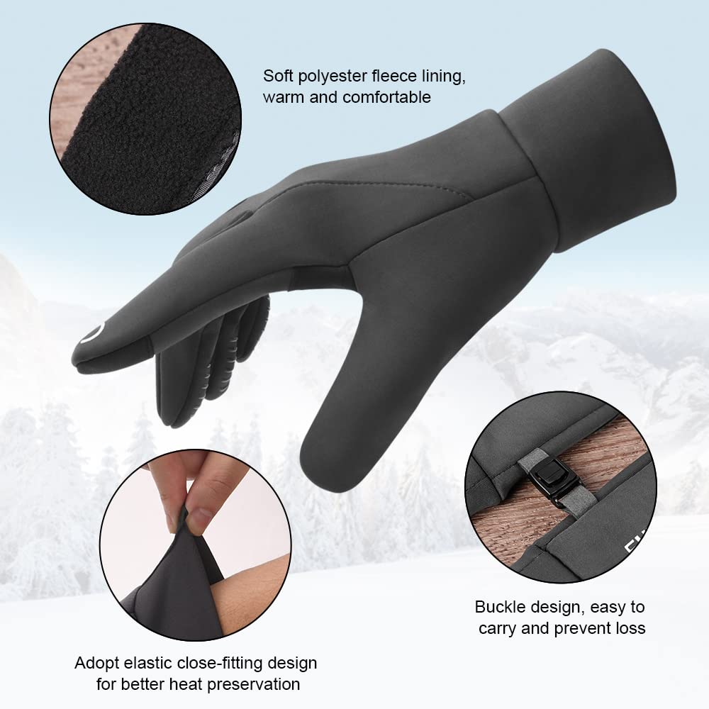 flintronic Guanti Invernali Ciclismo Uomo Donna-Touch Screen Pile Polare, Antivento, Impermeabile e Antiscivolo Tenere Caldo Unisex Guanto per Trekking/Sport Scooter/Bici/Moto/Mtb Corsa/Sci(L,XL)