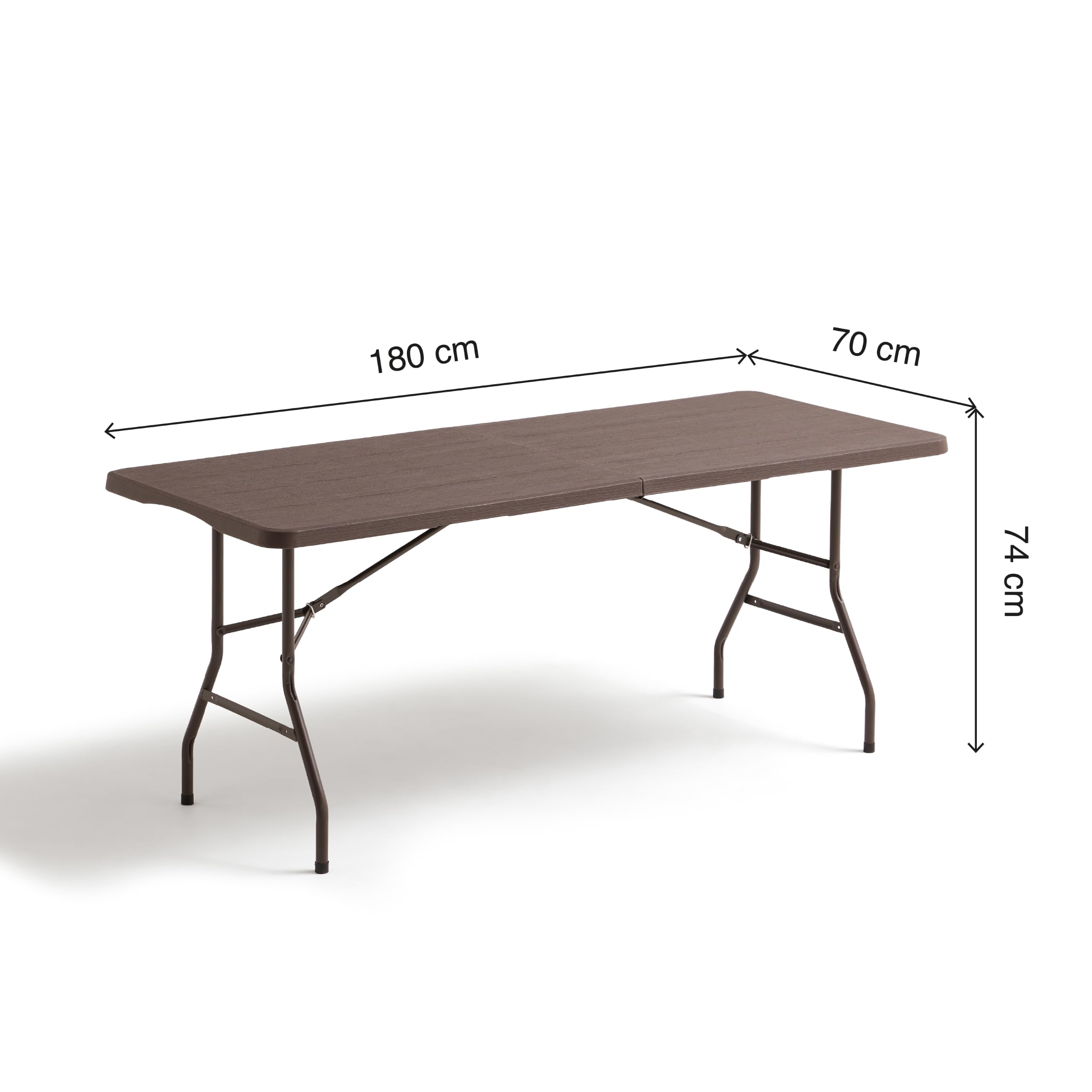 KG KITGARDEN - Tavolo pieghevole portatile multifunzione, 180 x 74 x 74 cm, imitazione legno, marrone