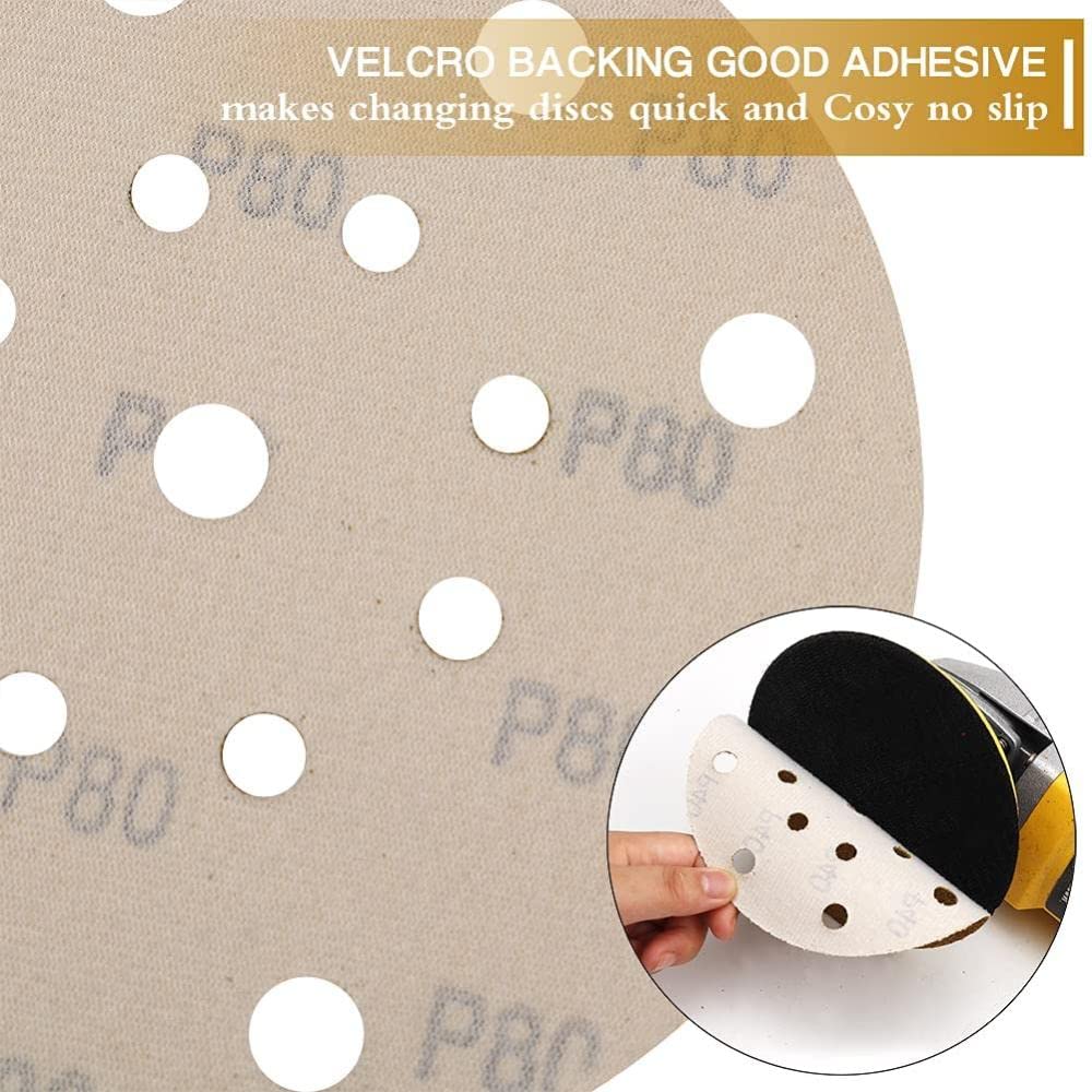 Disco de lijado de 50 piezas de 6 pulgadas y 17 orificios, grillete de grano 60-2000, papel de lija seco húmedo para lijadora orbital aleatoria, carpintería, 240