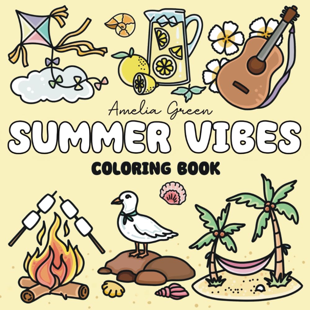 Amazon.com: Summer Vibes Coloring Book: 60 Bold & Easy Designs of Joyful Summer Days, Fun Beach ...