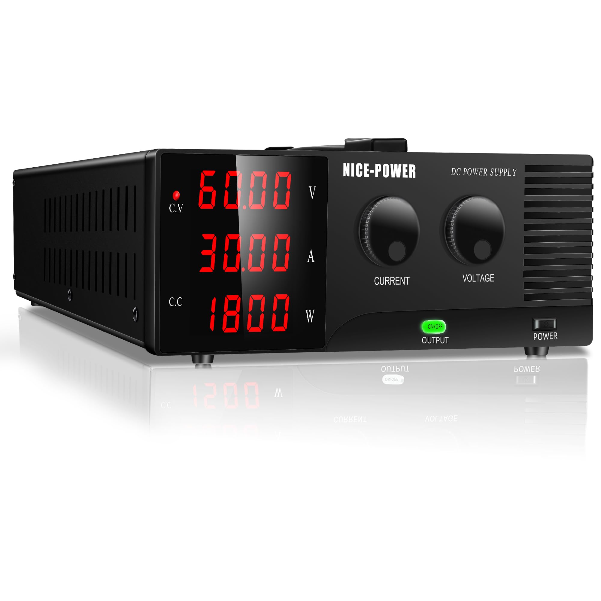 NICE-POWER DC Power Supply Variable 60V 30A, 1800W High Power Benchtop Power Supply with Encoder Adjustable Switching Voltage Regulator, Benchtop Laboratory Power Supply with Built-in Intelligent Fan