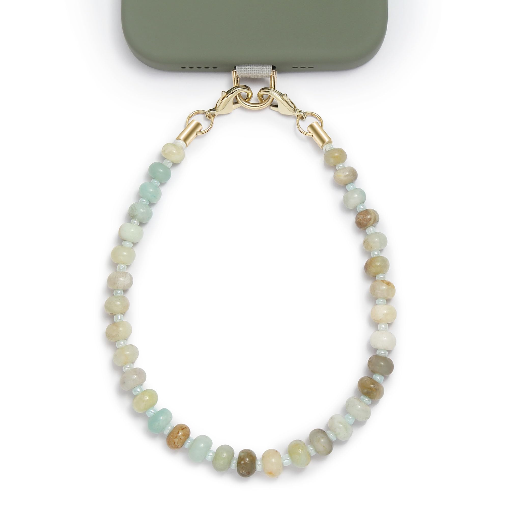 POSADINA Natural Stone Phone Charm, Beaded Healing Phone Wrist Strap, Handmade Cellphone Chain Lanyard with Tether Tab