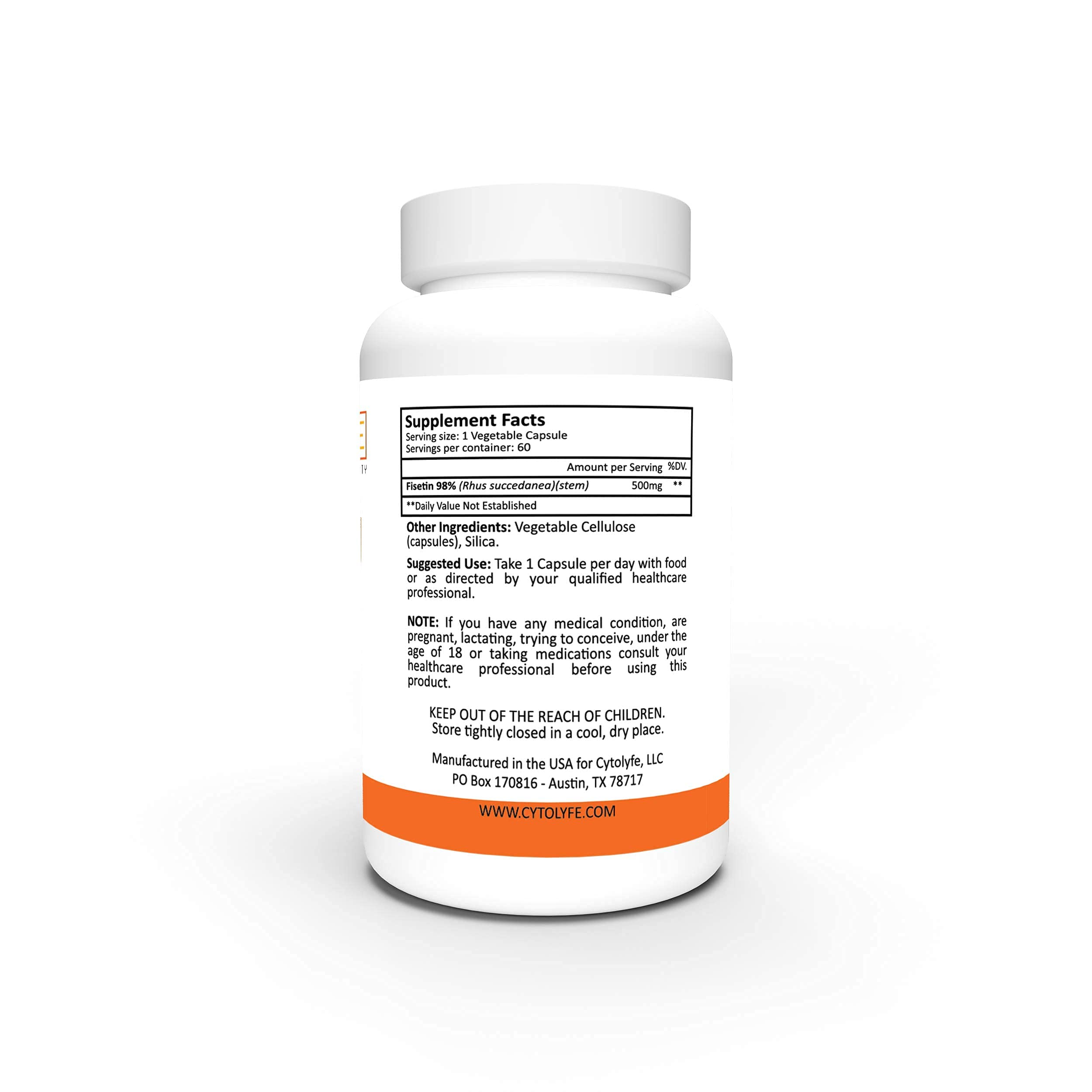 Fisetin 500mg 98 Pure Fisetin 500mg Therapeutic Dose 60 Capsules 