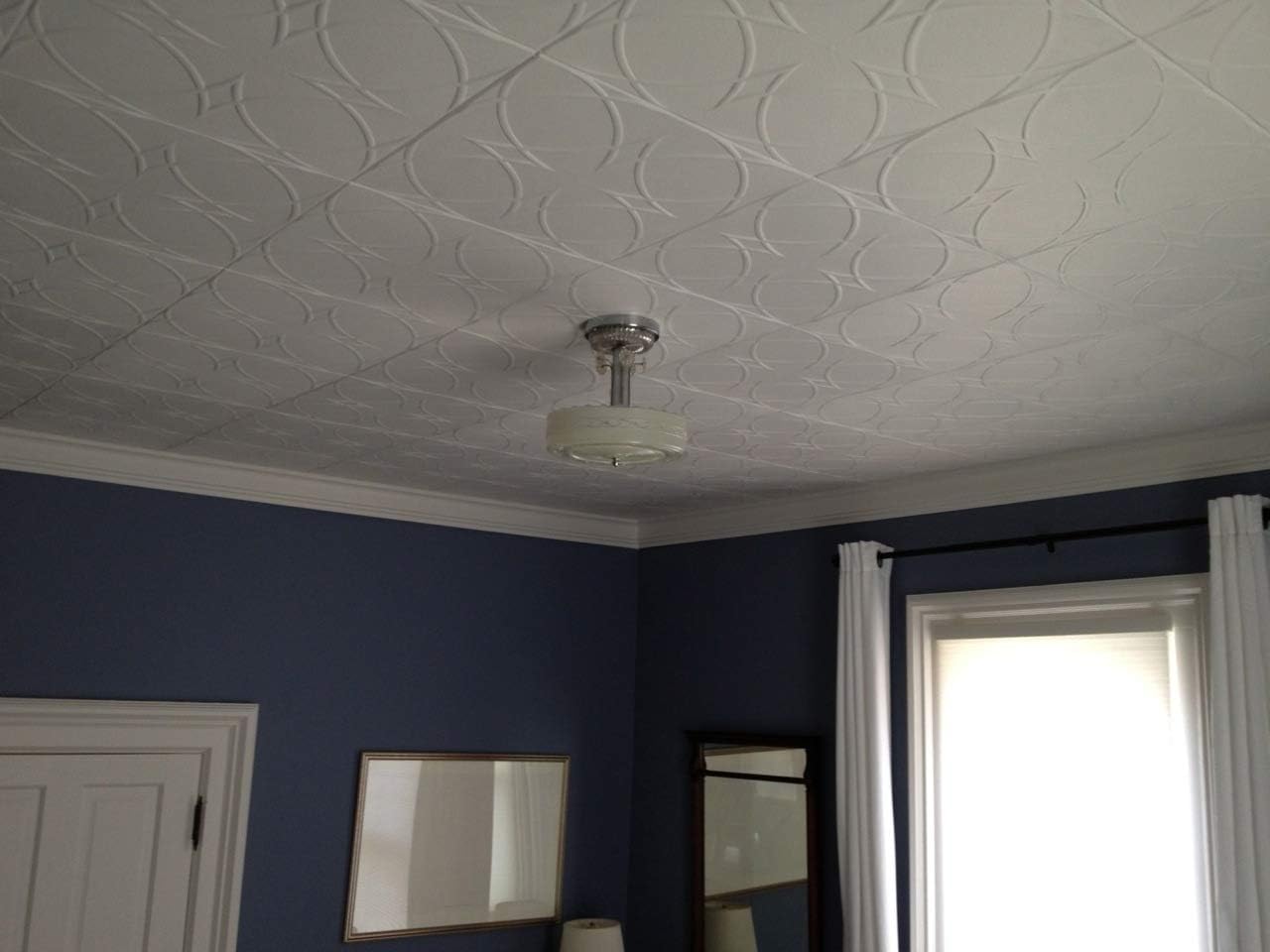 A La Maison Ceilings R82 Circles and Stars Foam Glue-up Ceiling Tile (21.6 sq. ft./Case), Pack of 8, Plain White: Home Improvement