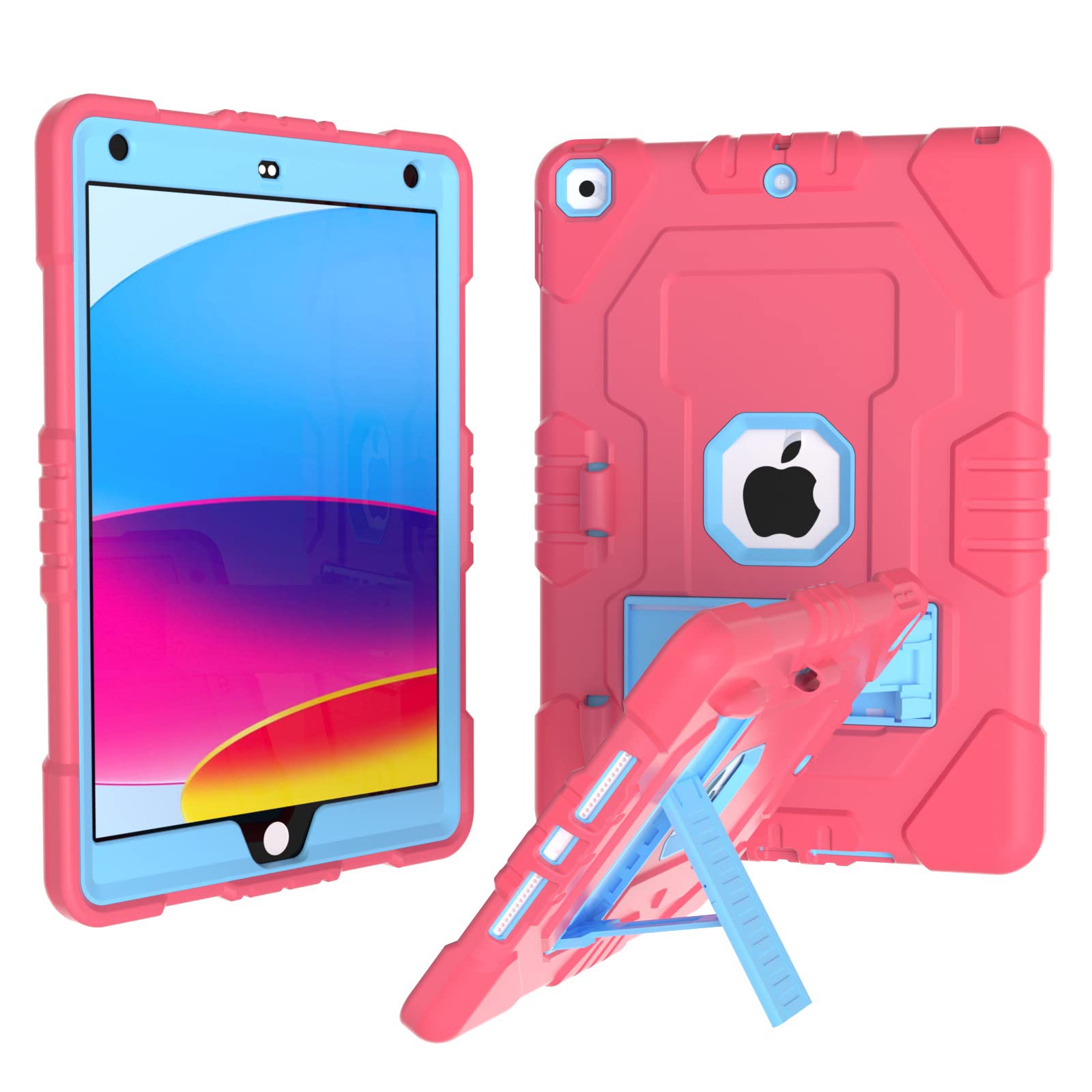 Photo 1 of SPIUST for iPad 9th Generation Case,iPad 8th/7th Generation Case,Heavy Duty Rugged Shockproof iPad 10.2 Inch 2021/2020/2019 Case with Kickstand and Pencil Holder for Kids (Red/Blue)