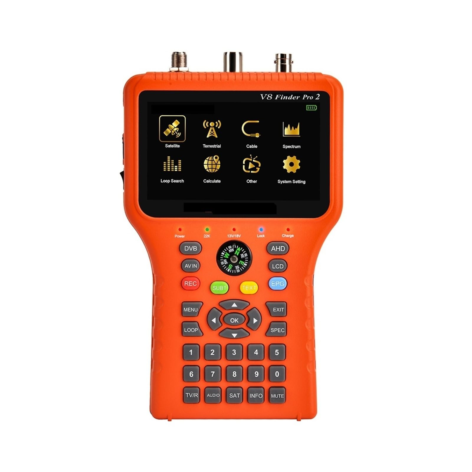 Medidor buscador de satélite Digital V8, Detector de medición de señal DVB-S2X/S2/S/T2/T/C con Pantalla LCD de 3,5 Pulgadas Borrar Pantalla