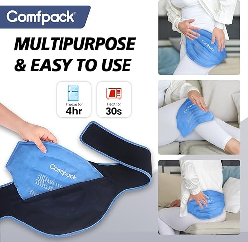 Miniatura 7 de Bolsa de hielo para aliviar el dolor de espalda, elegible para FSA, 2 paquetes reutilizables para terapia de frío y calor para lesiones ciáticas,