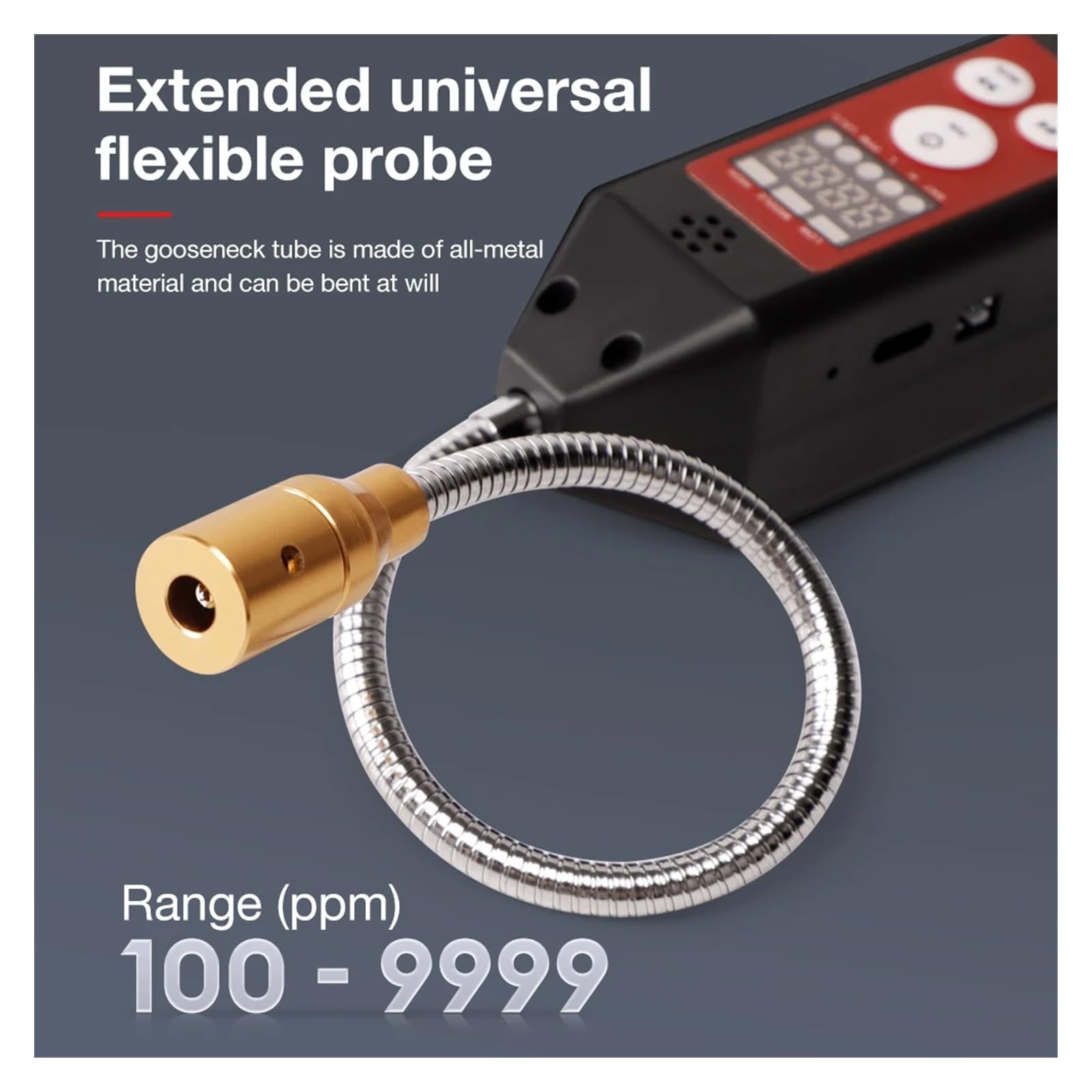 Détecteur de gaz, Détecteur de Fuite gaz Combustible Portable 100-9999 ppm, analyseur méthane Propane isobutane, Rechargeable par USB