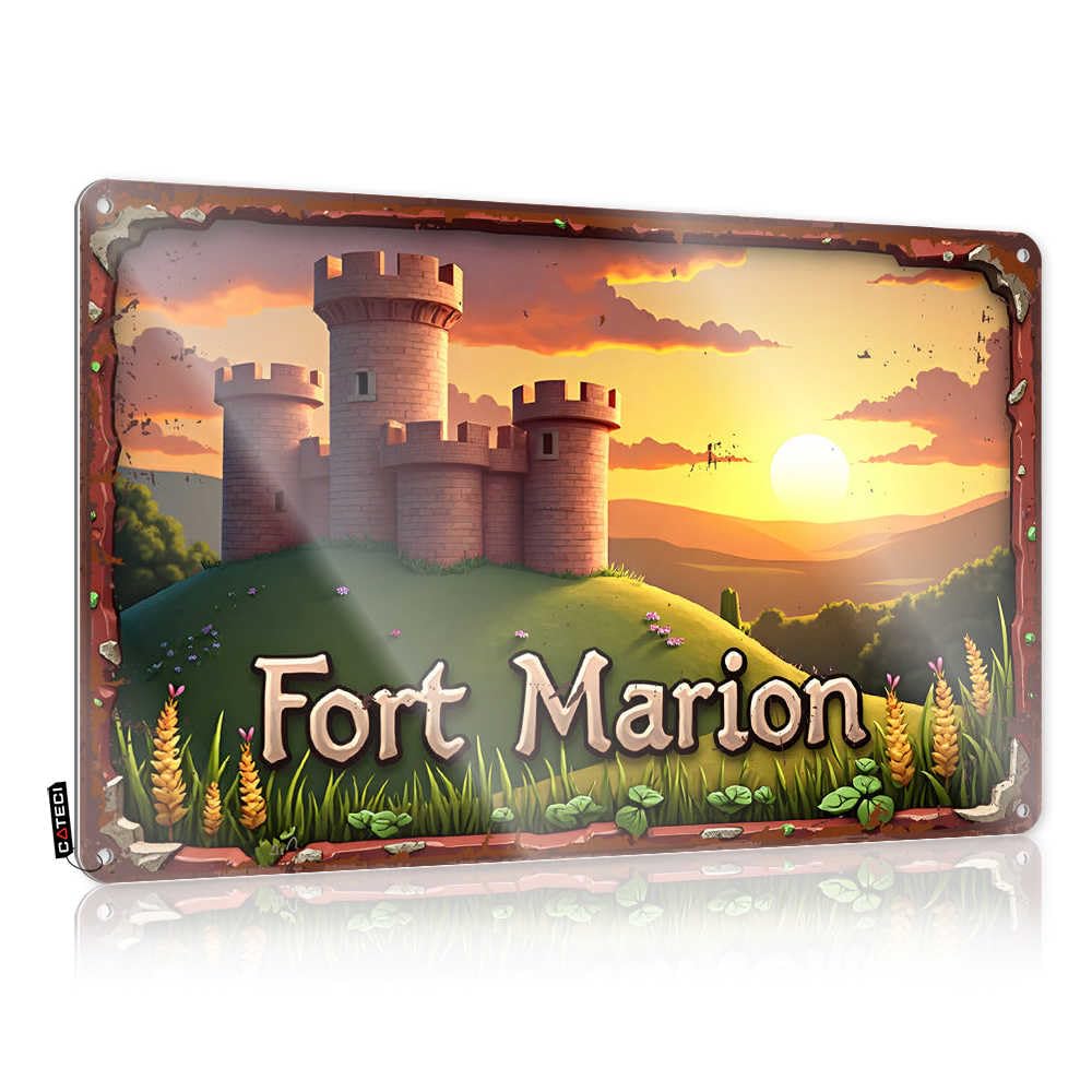 Fzfn Men's Colour Funny Vintage Signs Boho Man Cave Decor Home Decor - Fort Marion: A Medieval Castle At Sunset Sweet Rustic Style Artwork For Shed(30X40cm)