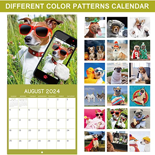 Cute Puppies Wall Calendar 2023-2024, Fun Dogs Wall Calendar, Jul. 2023 - Dec. 2024, 12'' X 12'' (Closed), 12'' X 24'' (Open), Dog Calendar, Hanging Hole, Holidays #TOP2