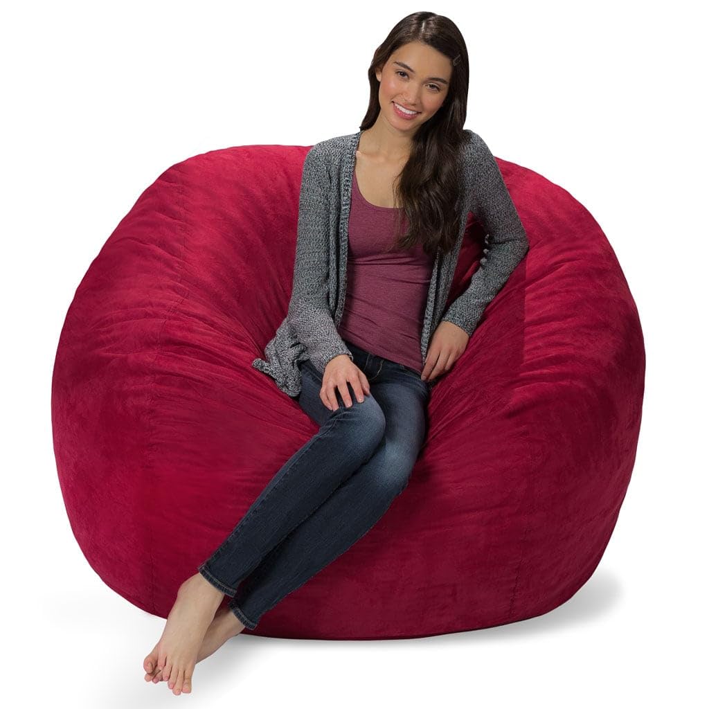 LABEL NJ Velvet Bean Bag Filled with Microfiberfor Adult & Kids Luxury Bean Bag Extra Comfort Big Jumbo Unisex Adults for Living Room Home Offices Garden Comfort Bean Fillers (XXXXL - Red) (B0D3C3WW9H) Amazon Price History, Amazon Price Tracker
