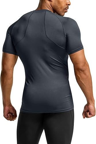 Miniatura 9 de ATHLIO Camisas de compresión de manga corta para hombre, camisetas deportivas de capa base, camisa de entrenamiento atlético