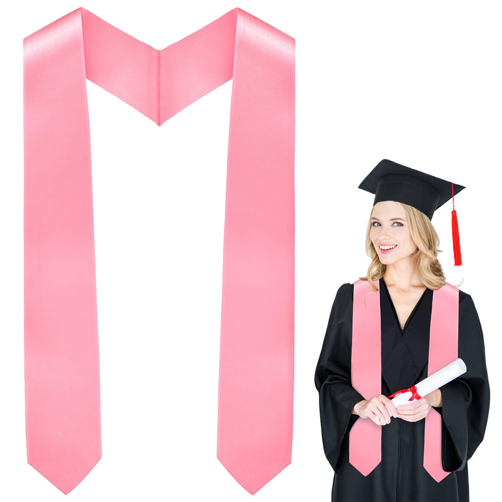 Graduation Stole Class of 2025, Unisex Adults Plain Graduation Sash Classic End With Trim for College Ceremony 70"