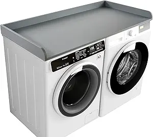 Kaboon Washer Dryer Countertop 58" x 28" Extra Large Version, Melamine Countertop with 3.5" Edge Rails, Laundry Room Organization, Grey