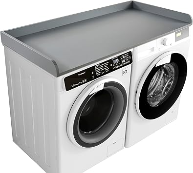 Kaboon Washer Dryer Countertop 58" x 28" Extra Large Version, Melamine Countertop with 3.5" Edge Rails, Laundry Room Organization, Grey