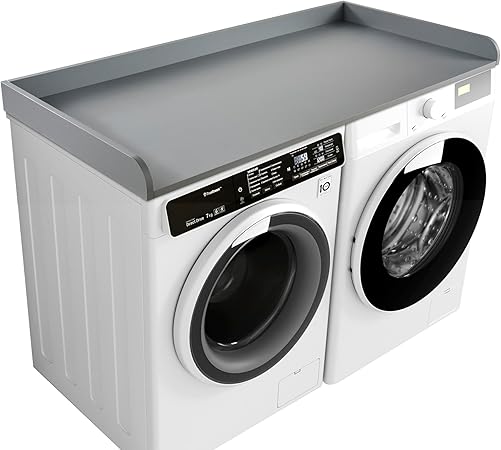 Kaboon Washer Dryer Countertop 58" x 28" Extra Large Version, Melamine Countertop with 3.5" Edge Rails, Laundry Room Organization, Grey